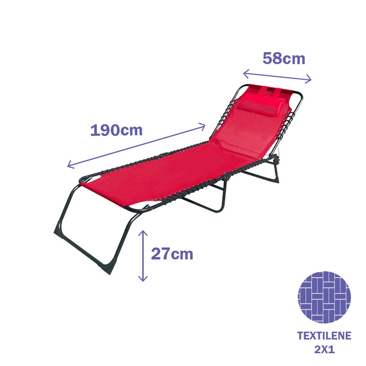 Deck chair Marbueno Folding 190 x 27 x 58 cm-4