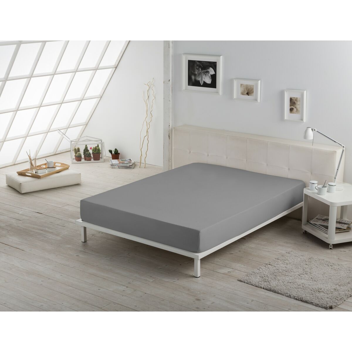 Hoja ajustada Alexandra House Living Gris oscuro 180 x 200 cm-4