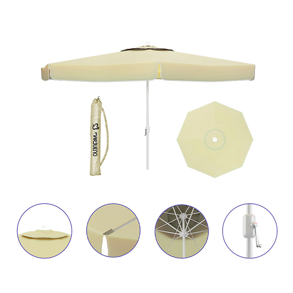 Пляжный зонт Marbueno Белый полиэстер Алюминий Ø 270 cm-2