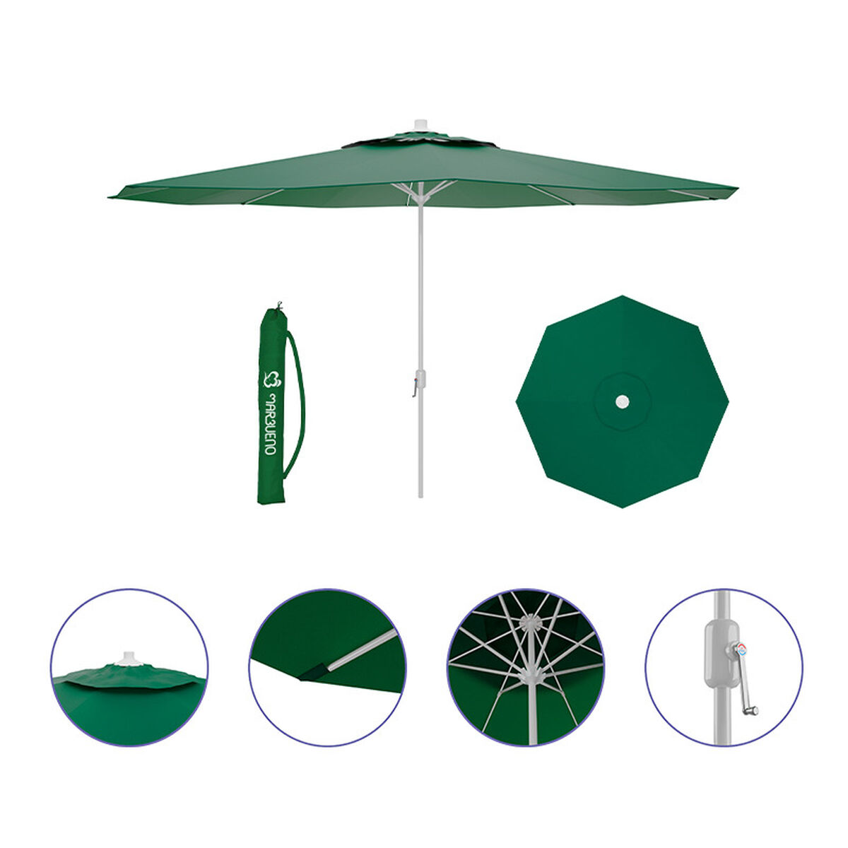 Beach umbrella Marbueno Green Polyester Steel Ø 300 cm-2