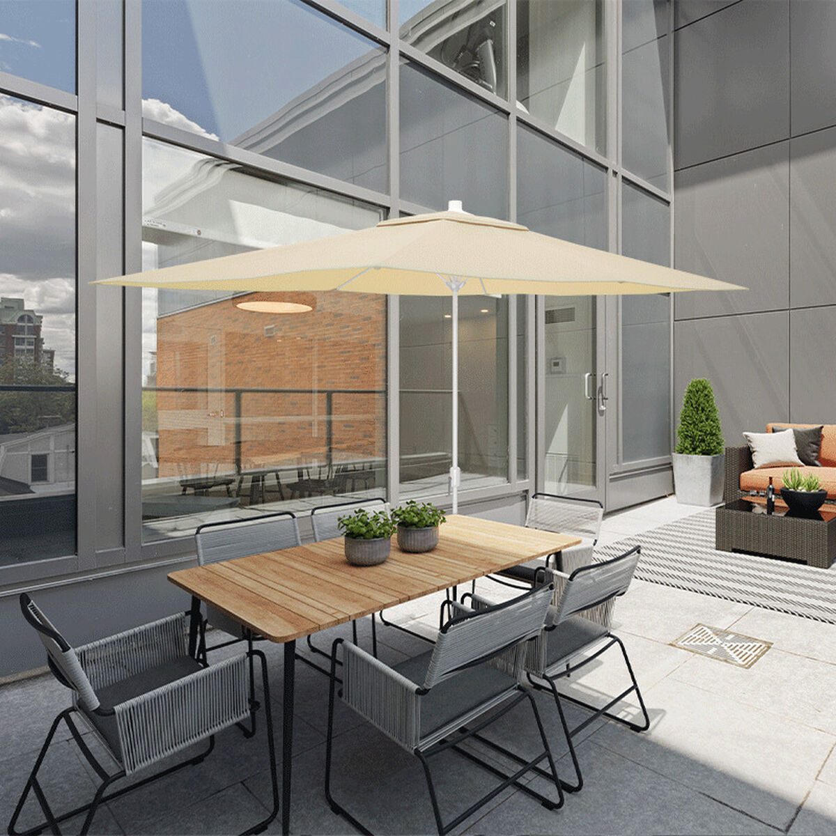 Пляжный зонт Marbueno Бежевый полиэстер Сталь 200 x 300 cm-4