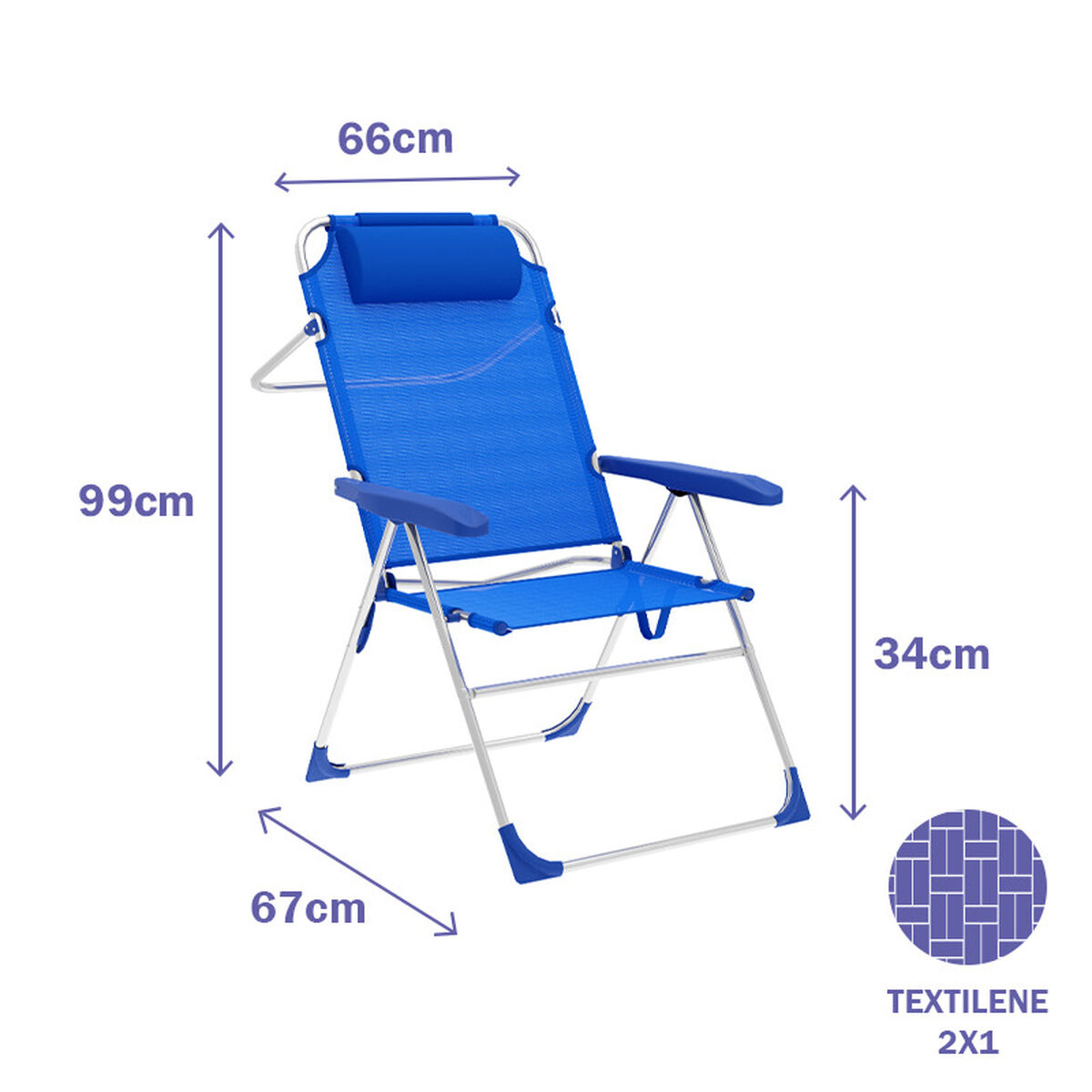 Cadeira dobrável Marbueno Azul 67 x 99 x 66 cm-2