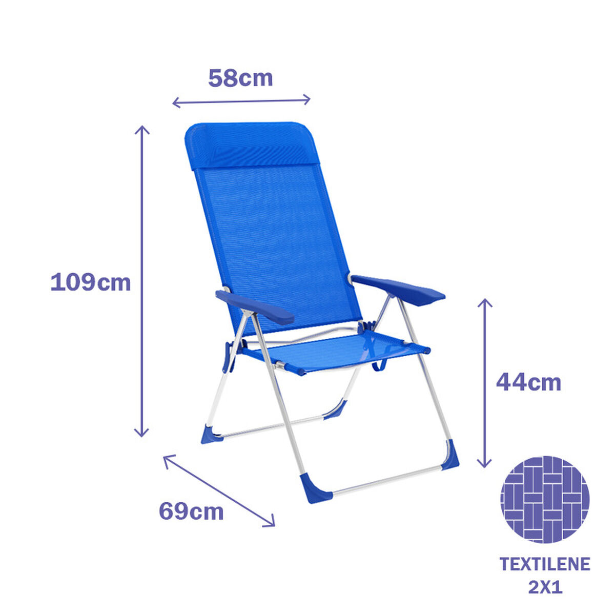 Marbueno Folding Chair Blue 69 x 109 x 58 cm-2