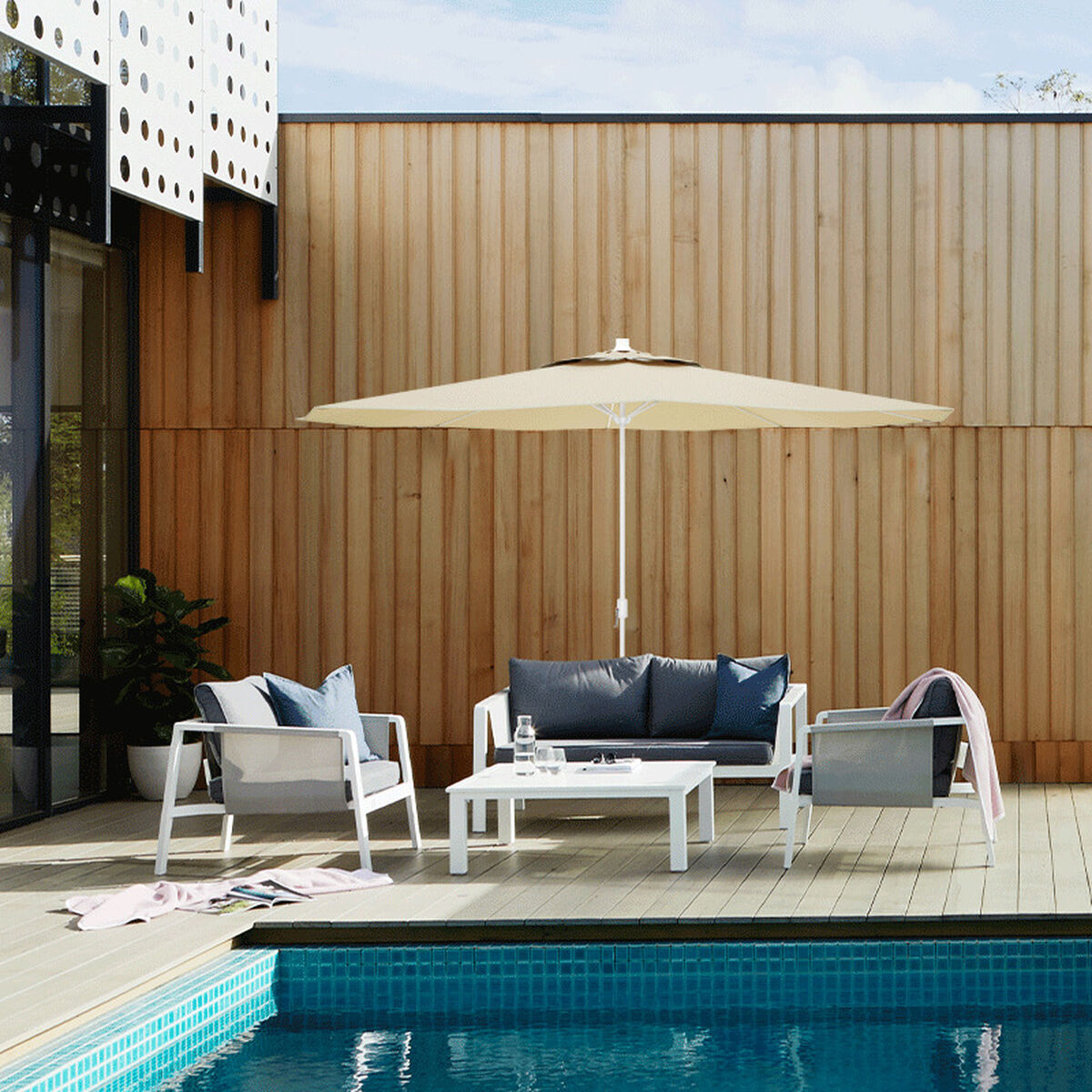 Пляжный зонт Marbueno Бежевый полиэстер Сталь Ø 300 cm-4