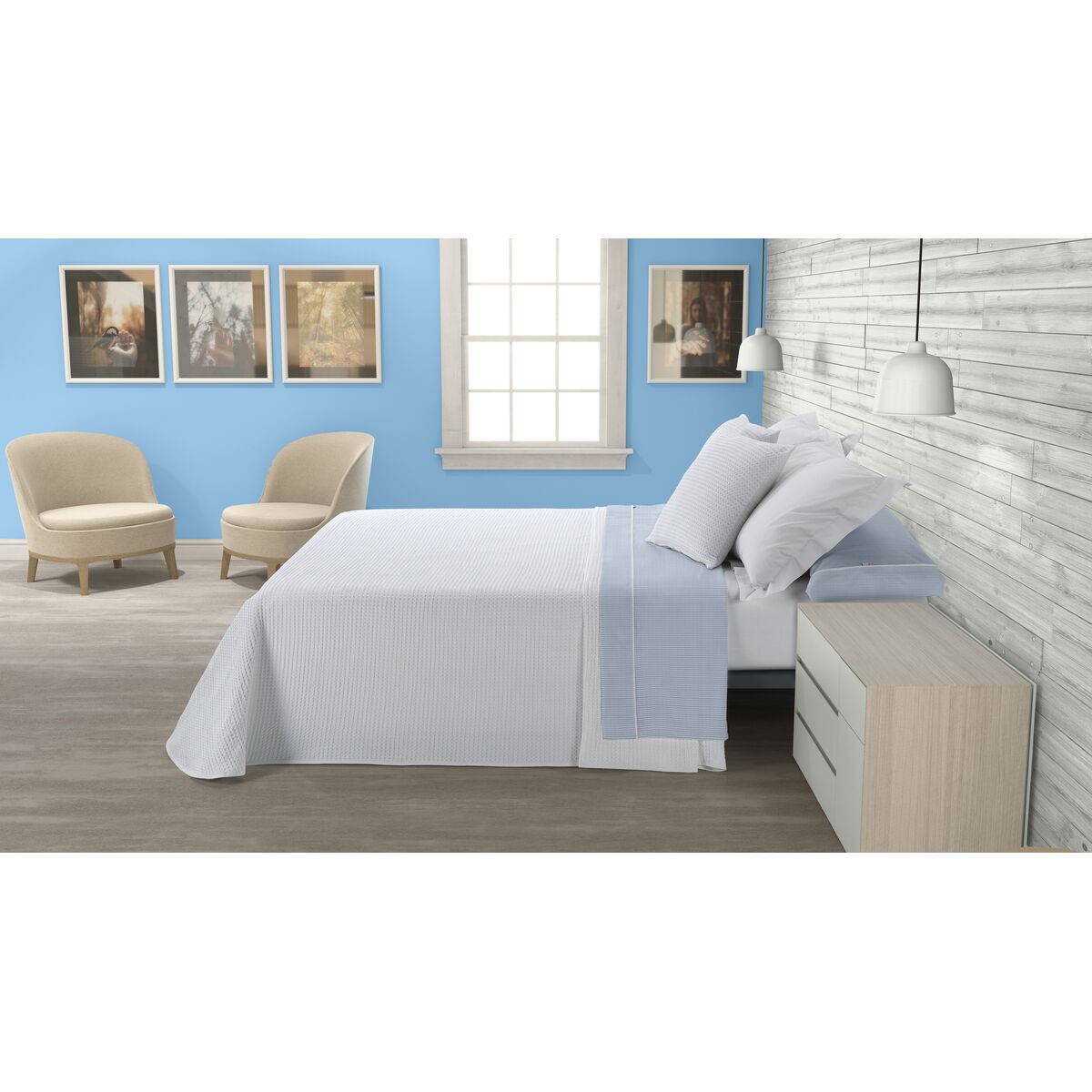 Saco Nordic sem preenchimento Alexandra House Living Grota Azul 150 cama 4 Itens-4
