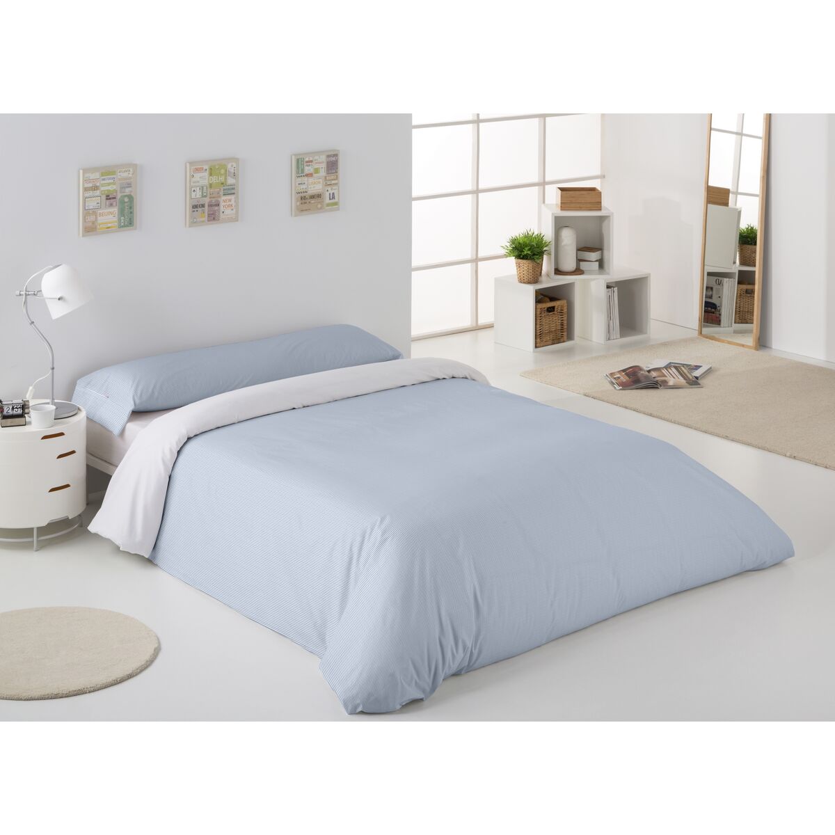 Alexandra House Living Greta Blanket Covers Set Blue 90 Bed 2 Items-3