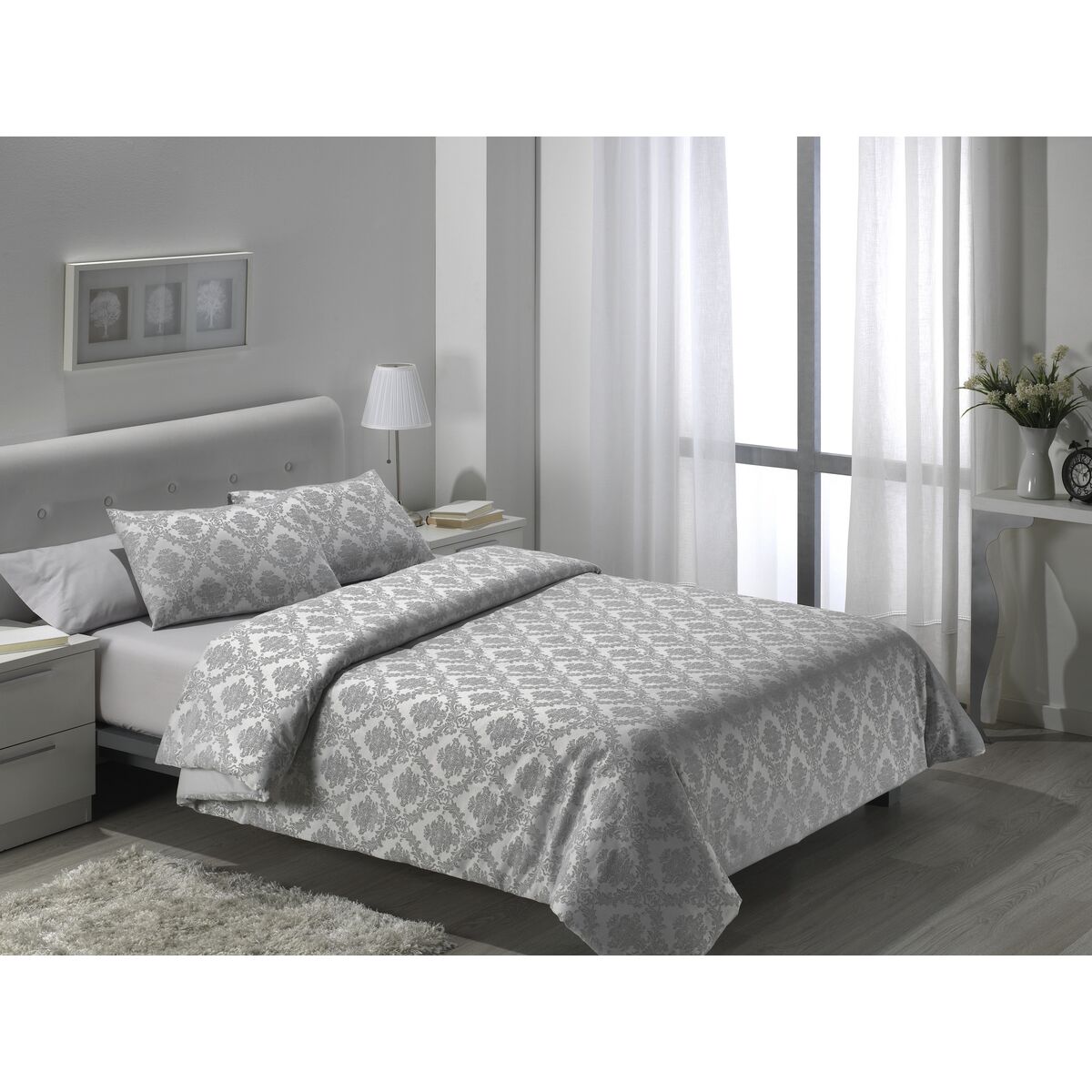 Комплект чехлов для одеяла Alexandra House Living Viena Жемчужно-серый 135/140 кровать 5 Предметы-2
