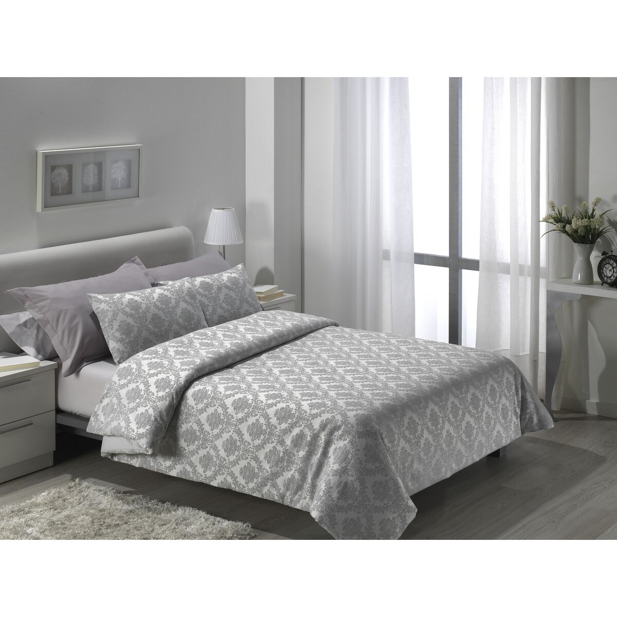 Комплект чехлов для одеяла Alexandra House Living Viena Жемчужно-серый 135/140 кровать 5 Предметы-3