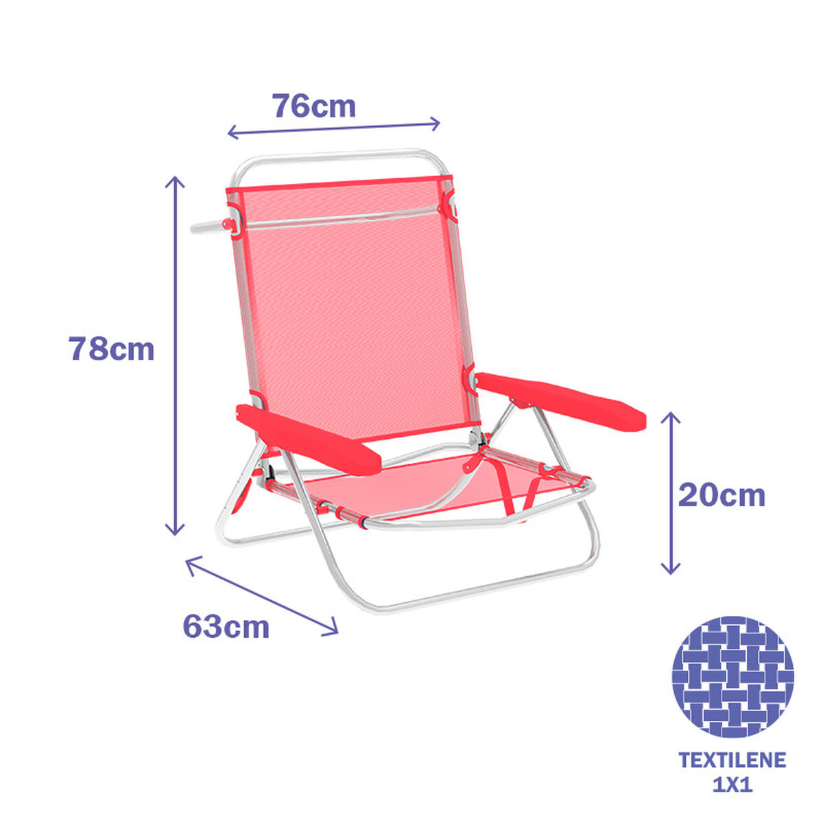 Folding chair Marbueno Coral 63 x 76 x 78 cm-2