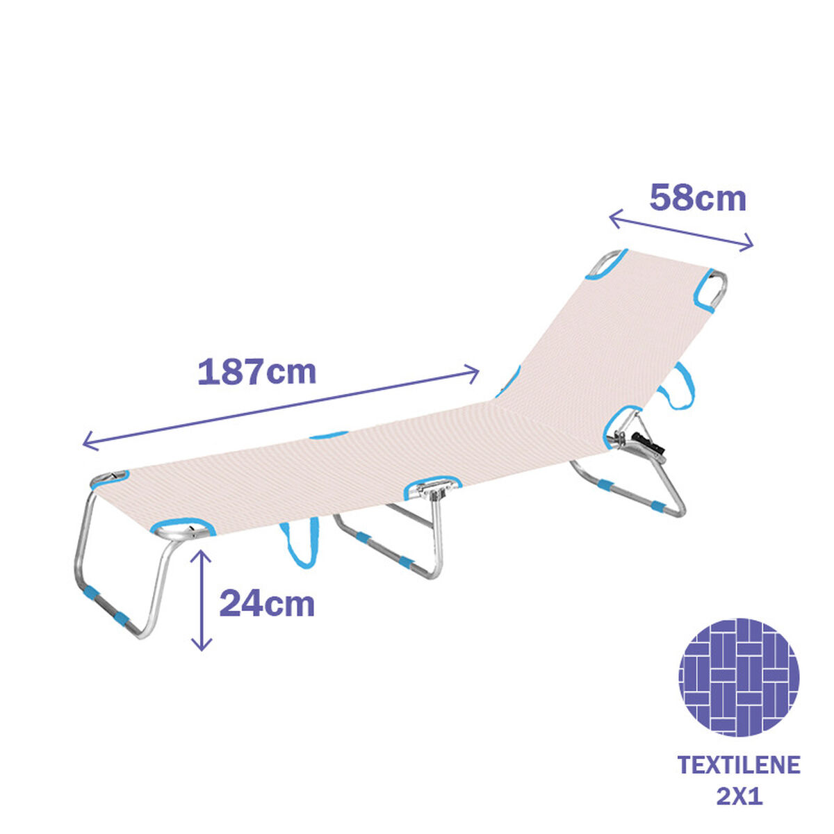 Шезлонг Marbueno Алюминий Складной 187 x 24 x 58 cm-3