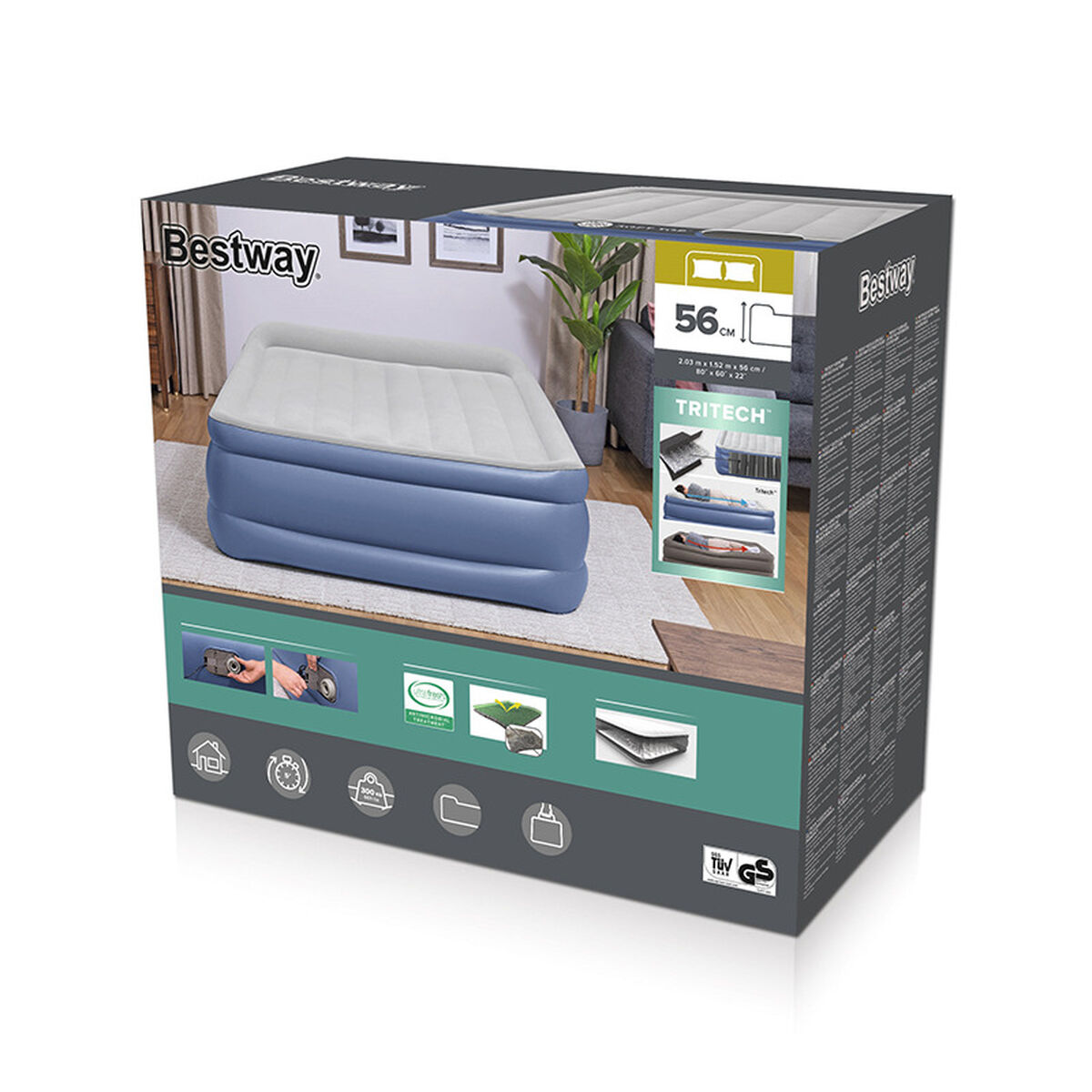 Надувная кровать Bestway 203 x 152 x 56 cm-2