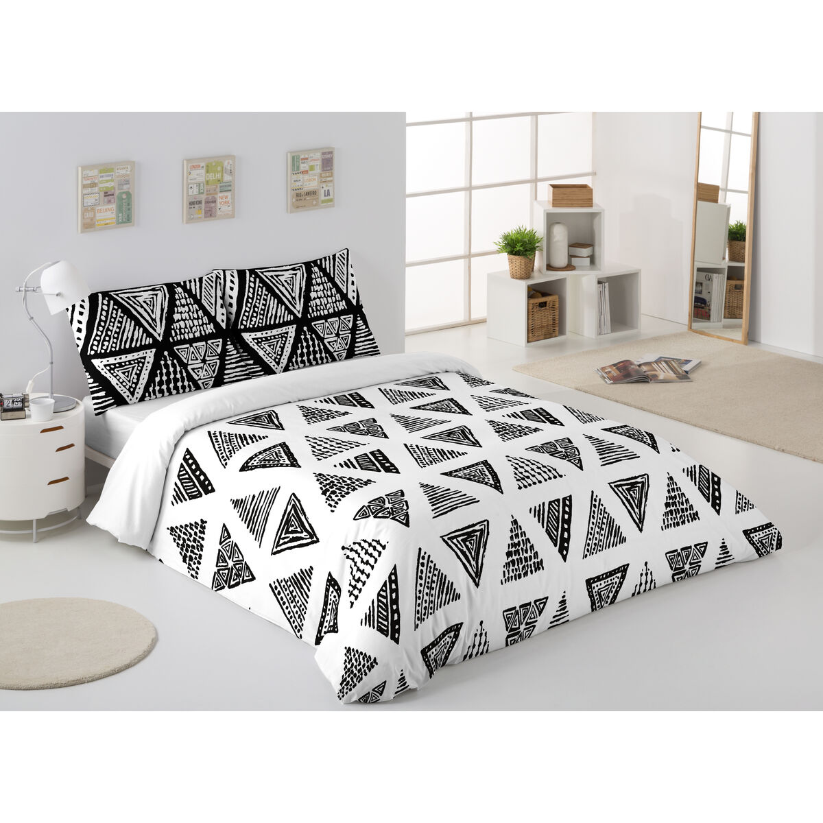 Bettbezug Alexandra House Living Yaqui Schwarz 140 x 200 cm-3