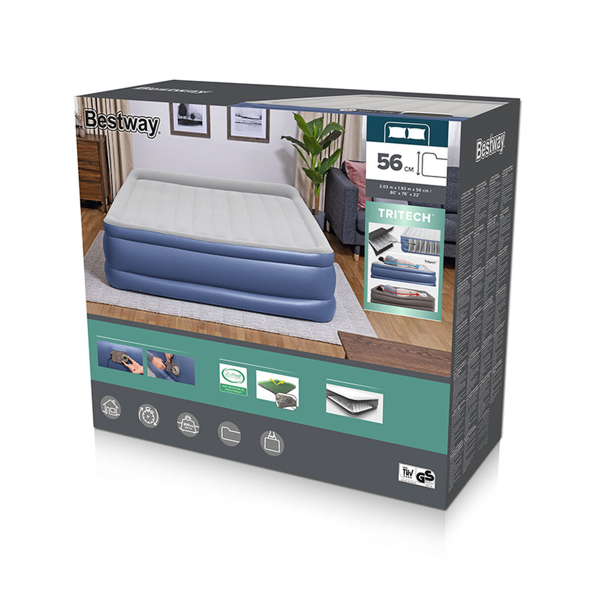 Надувная кровать Bestway 203 x 193 x 56 cm-2