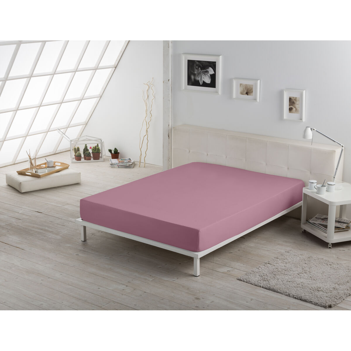 Alexandra House Living Fitted Bottom Sheet Pink 90 x 190/200 cm-4