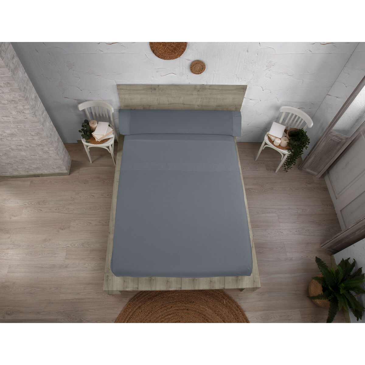 Saco Nordic sem preenchimento Alexandra House Living Cama cinza escuro 135/140-3