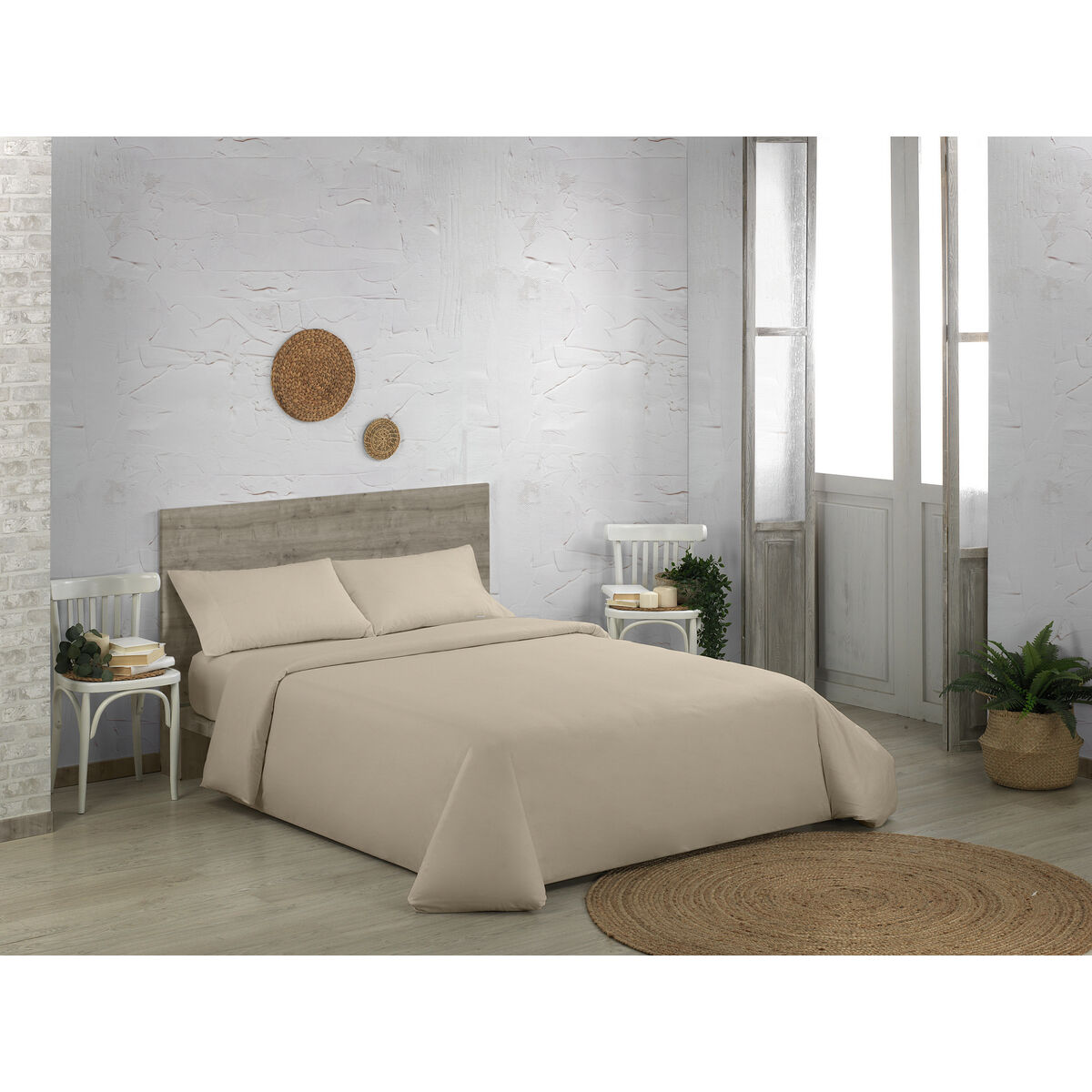 Alexandra House Living Qutun Duvet Covers Set Beige 105 Bed 3 Items-3