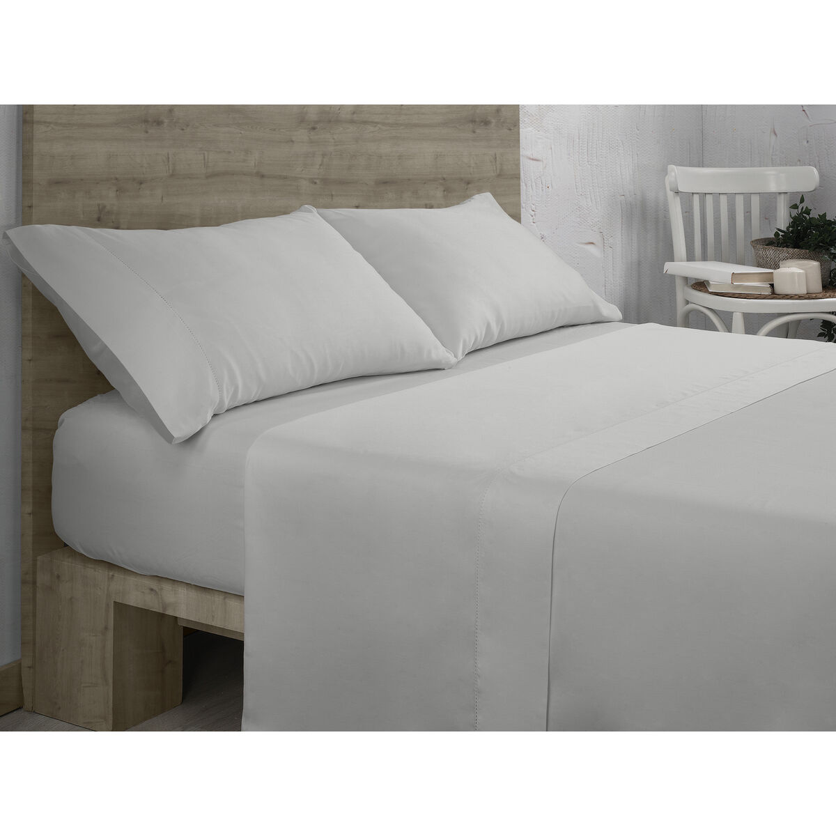 Fitted bottom sheet Alexandra House Living QUTUN Pearl grey 105 x 200 cm-3