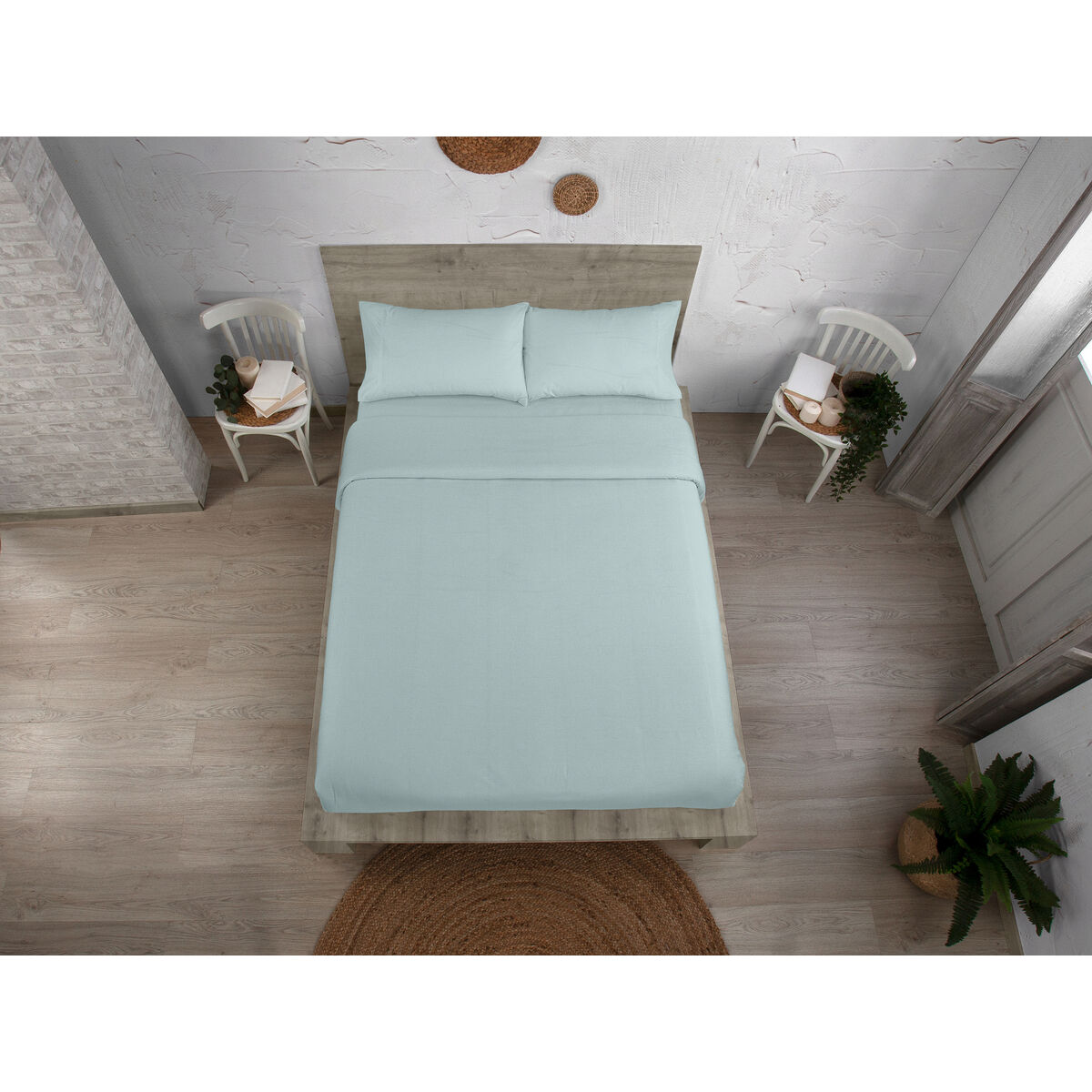 Alexandra House Living QUTUN Duvet Cover Light Blue 220 x 220 cm-2