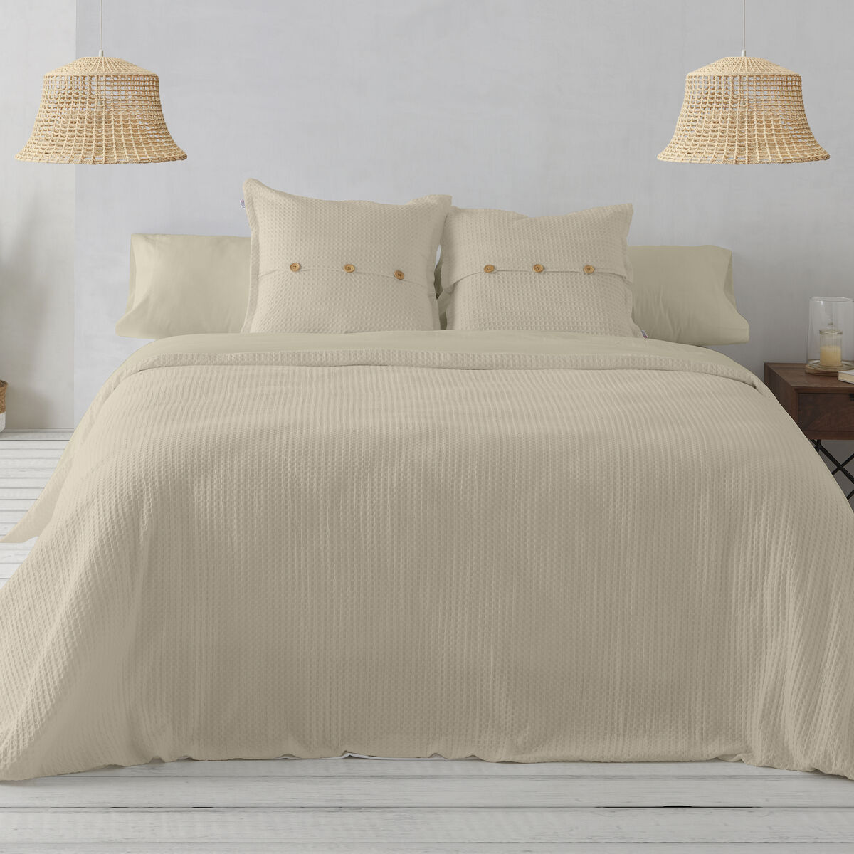 Kit de colcha para cobertores Alexandra House Living Banus Bege 135/140 cama 3 Itens-2