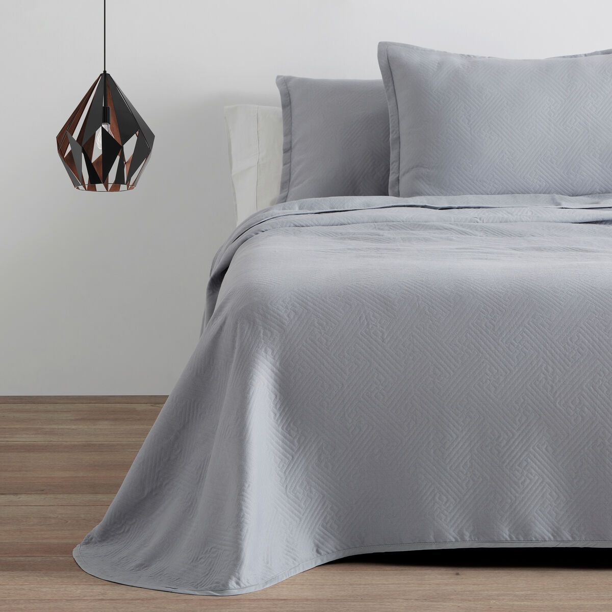 Alexandra House Living Lines Bed Cover Pearl Grey 280 x 280 cm (3 Items)-2