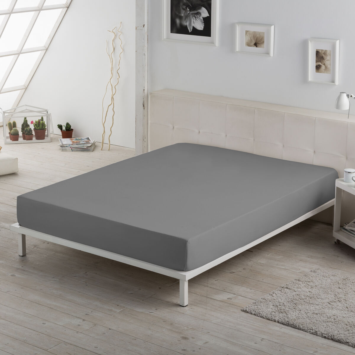 Fitted bottom sheet Alexandra House Living Titanium 150 x 190/200 cm-4
