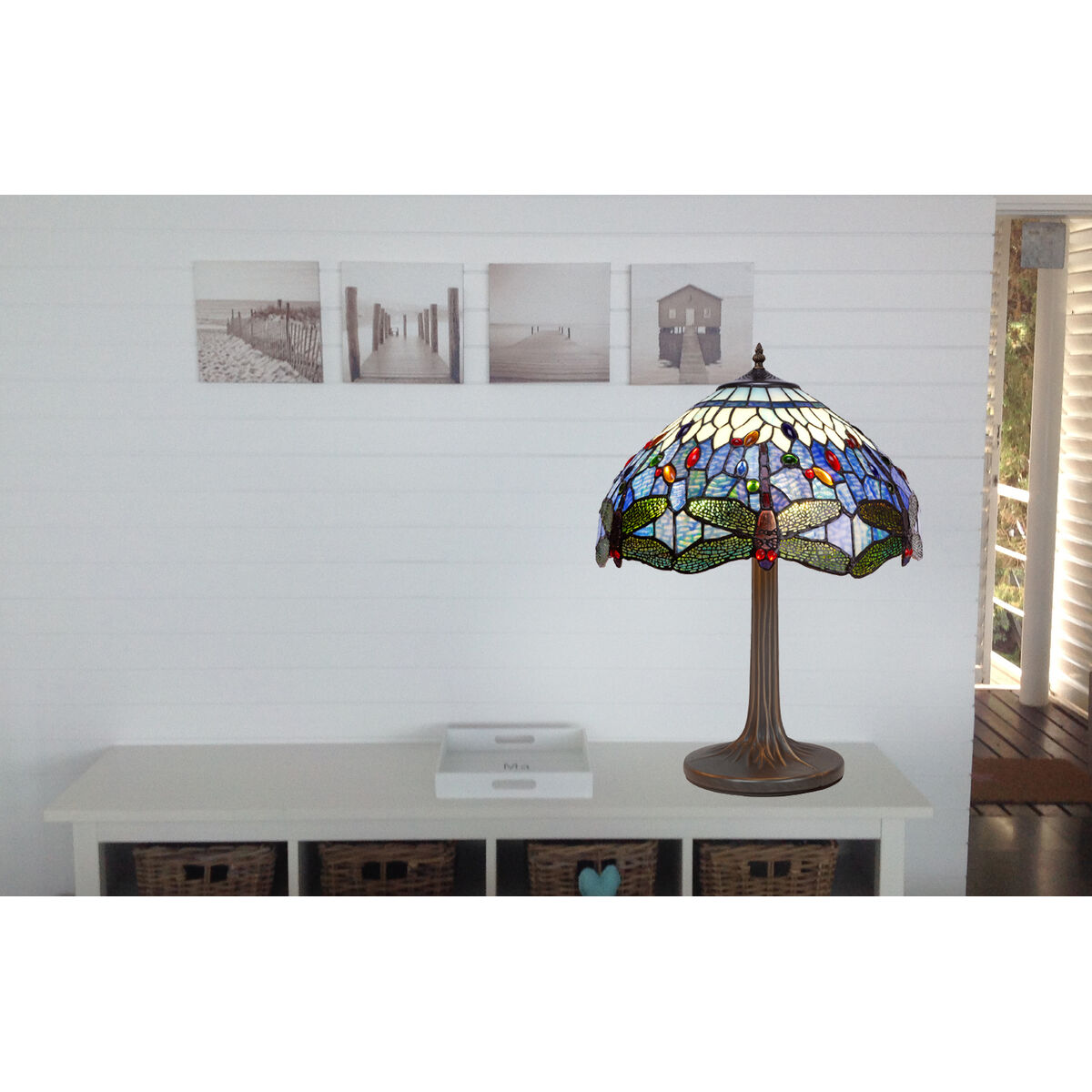 Table lamp Viro Belle Epoque Blue Zinc 60 W 40 x 62 x 40 cm-2