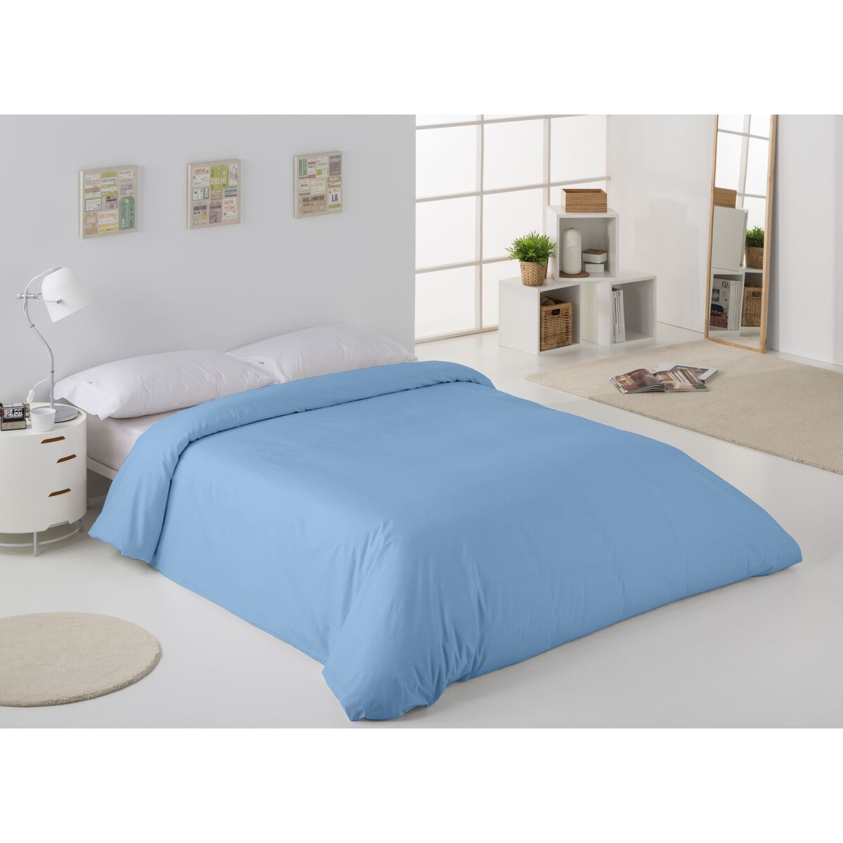 Пододеяльник Alexandra House Living Синий ясно 220 x 220 cm-2