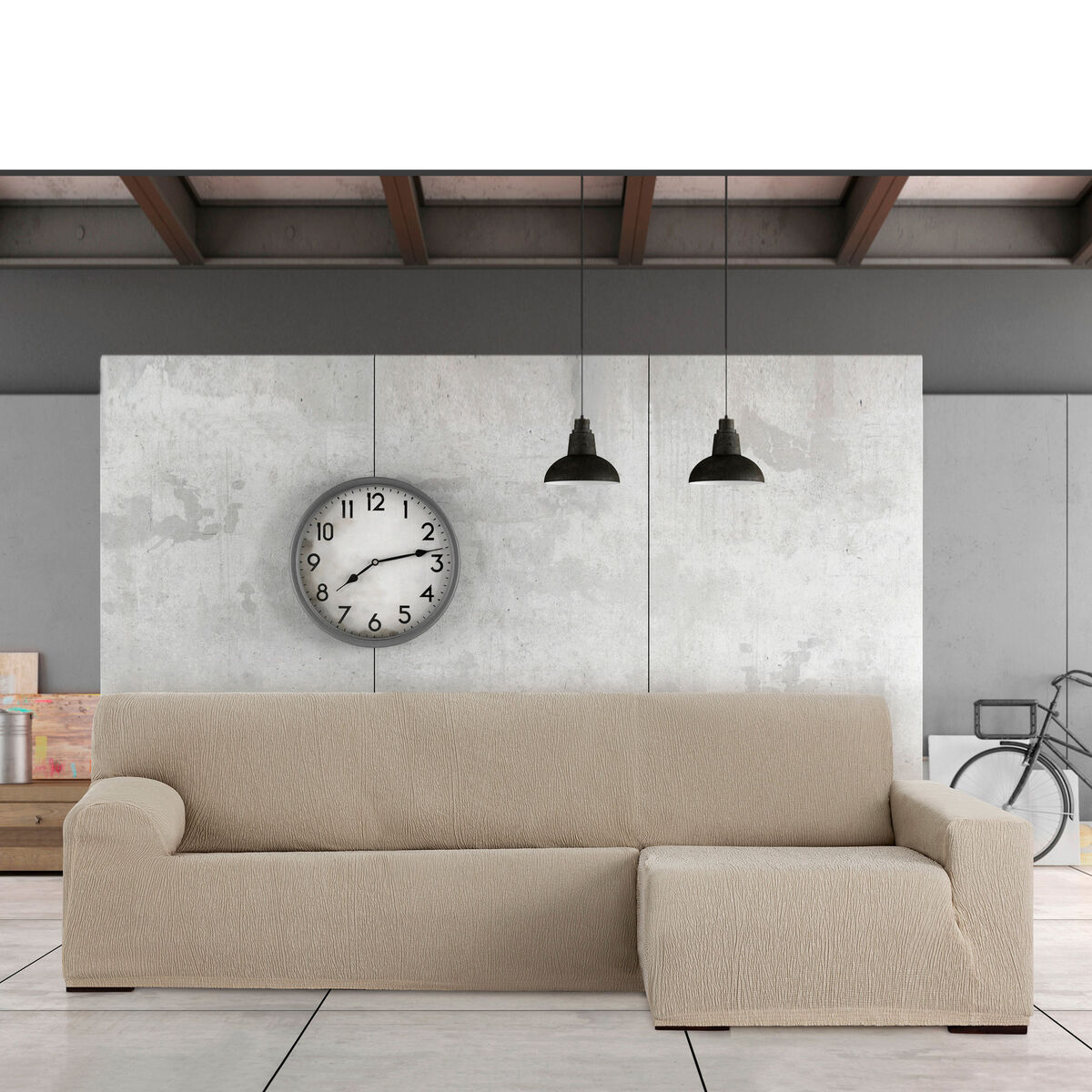 Cover for right sun lounger with long armrest Eysa TROYA Light brown 170 x 110 x 310 cm-3