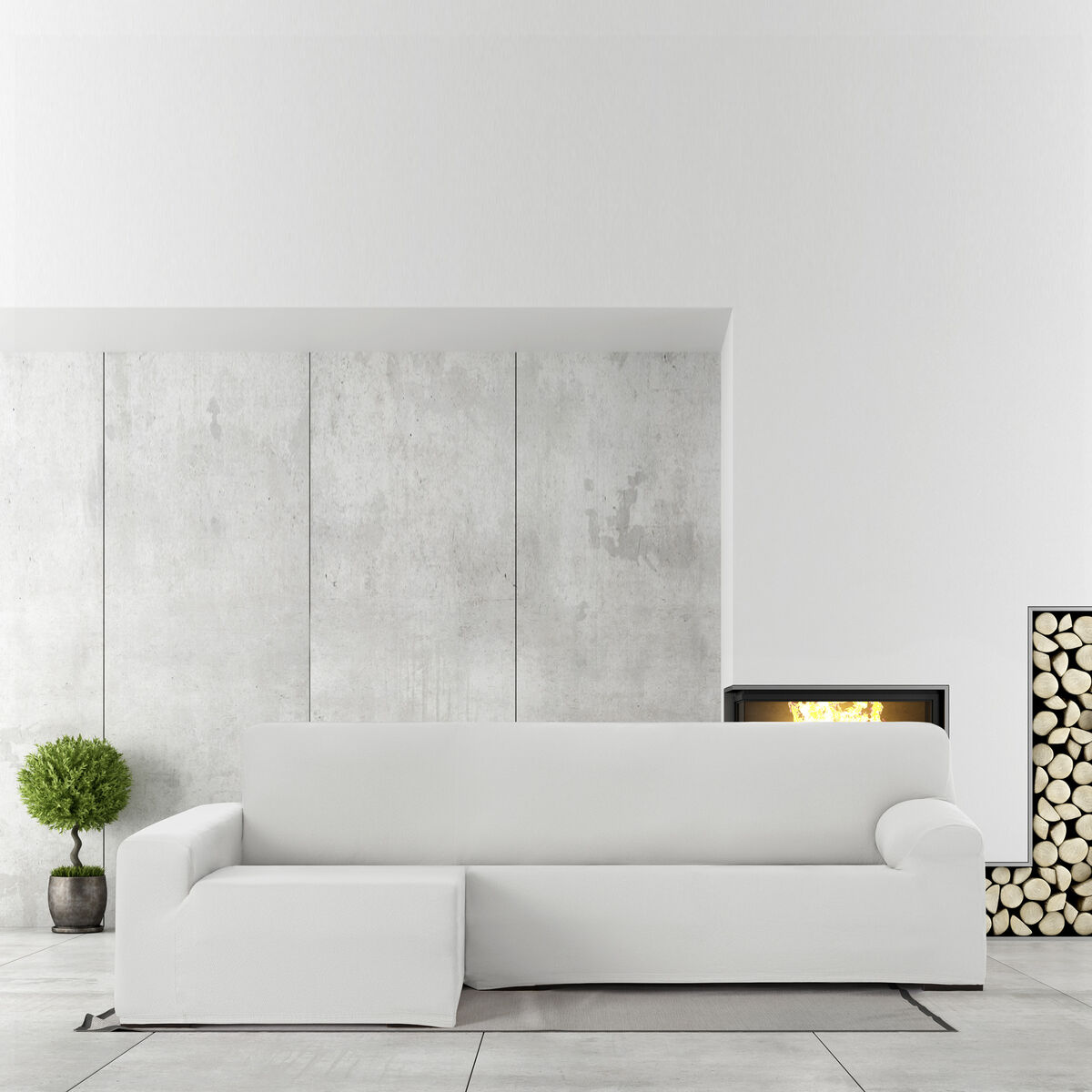 Cover for left sun lounger with long armrest Eysa BRONX White 170 x 110 x 310 cm-3
