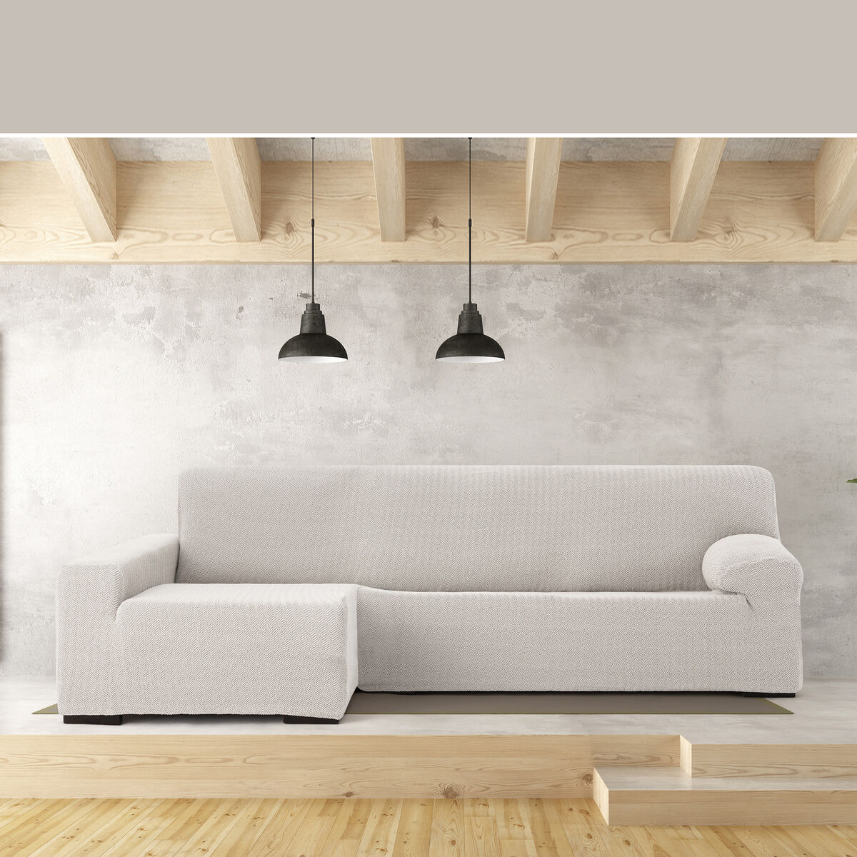 Cover for left sun lounger with long armrest Eysa JAZ White 180 x 120 x 360 cm-3