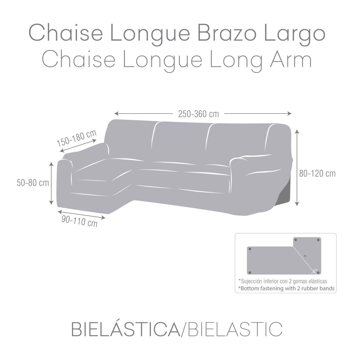 Cover for left sun lounger with long armrest Eysa JAZ White 180 x 120 x 360 cm-4