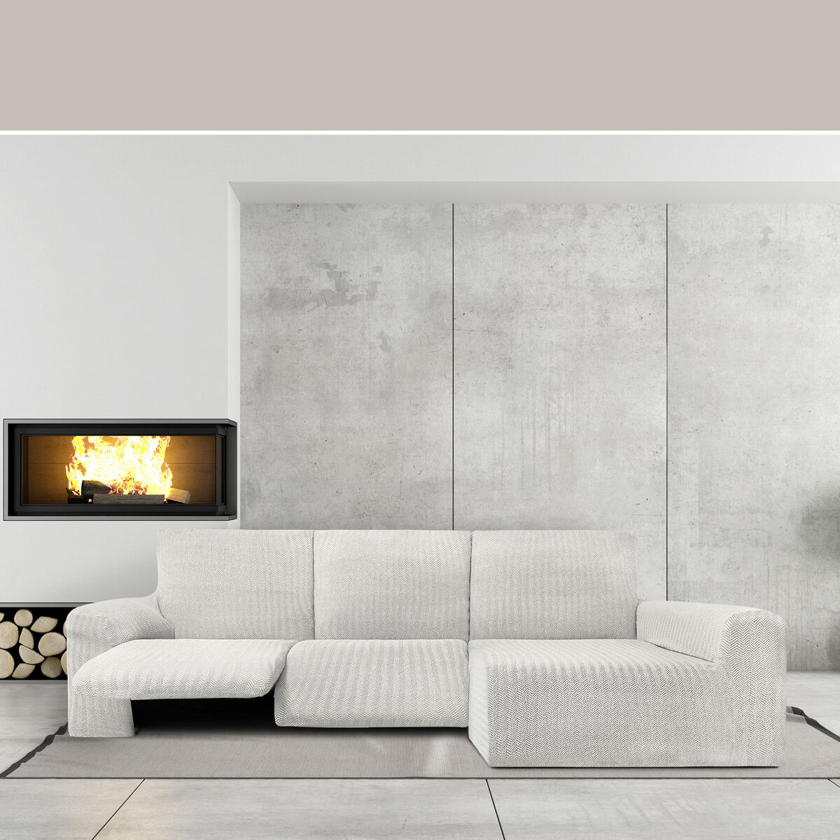 Cover for right sun lounger with long armrest Eysa JAZ White 180 x 120 x 360 cm-3