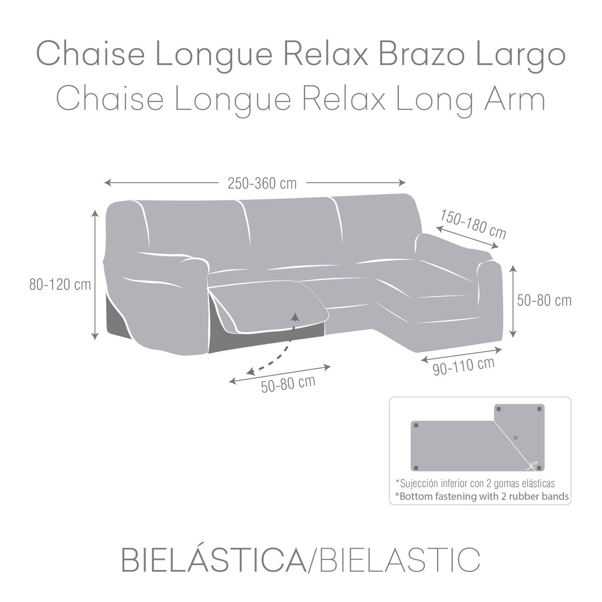 Cover for right sun lounger with long armrest Eysa JAZ White 180 x 120 x 360 cm-4