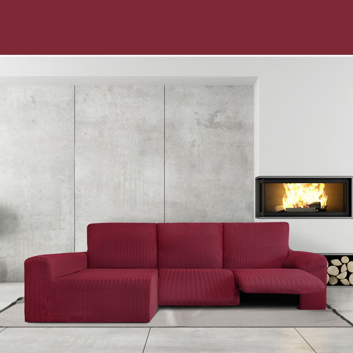 מכסה עבור טרקלין שמש שמאלי עם משענת ירך ארוכה Eysa JAZ Burgundy 180 x 120 x 360 cm-3