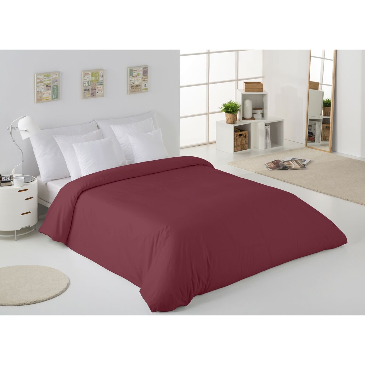 Пододеяльник Alexandra House Living Тёмно Бордовый 180 x 220 cm-4