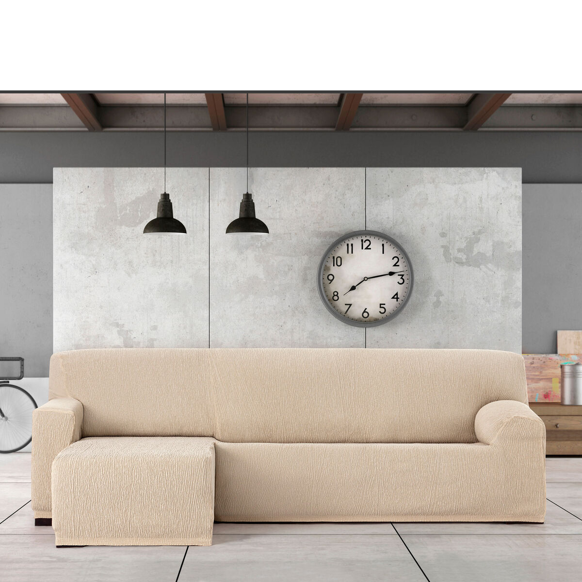 Colcha na espreguiçadeira esquerda com alavanca curta Eysa TROYA Branco 170 x 110 x 310 cm-3