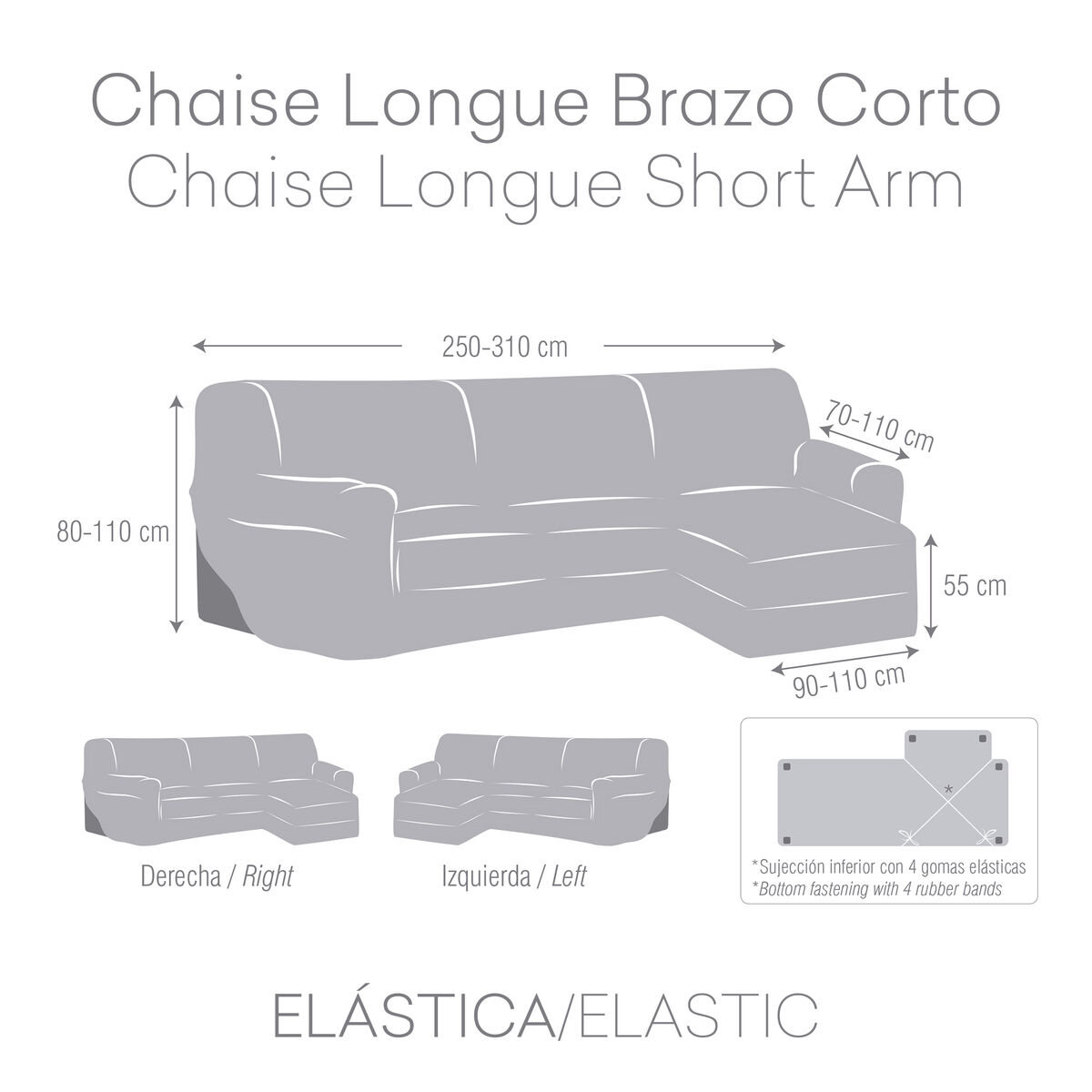 Colcha na espreguiçadeira esquerda com alavanca curta Eysa TROYA Branco 170 x 110 x 310 cm-4