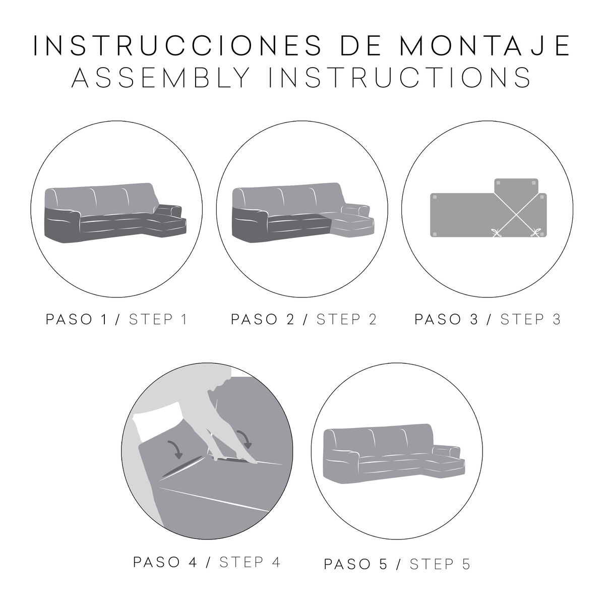 Colcha na espreguiçadeira esquerda com alavanca curta Eysa TROYA Branco 170 x 110 x 310 cm-5