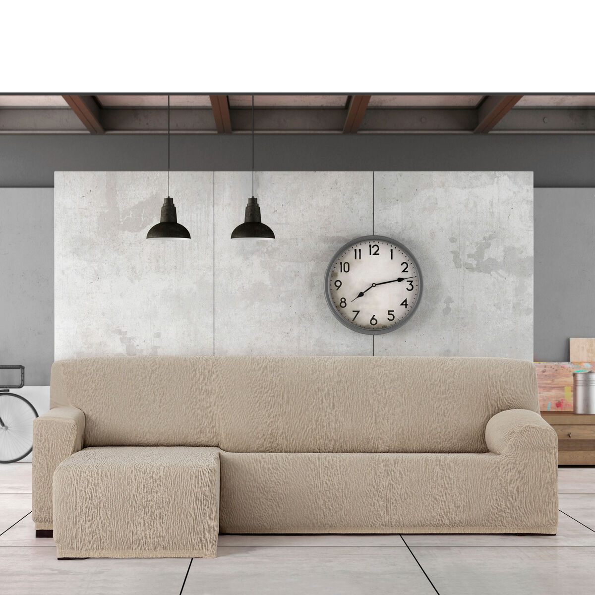 Étui sur chaise longue gauche avec bras court Eysa TROYA Brun clair 170 x 110 x 310 cm-3