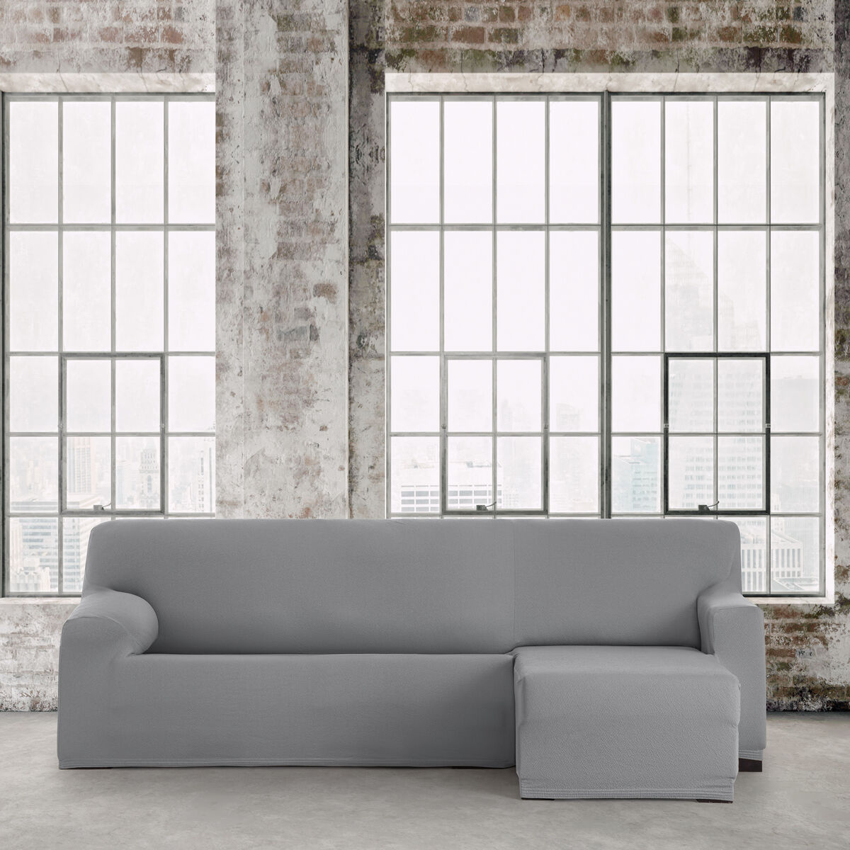 Étui sur chaise longue droite avec bras court Eysa BRONX Gris 110 x 110 x 310 cm-3