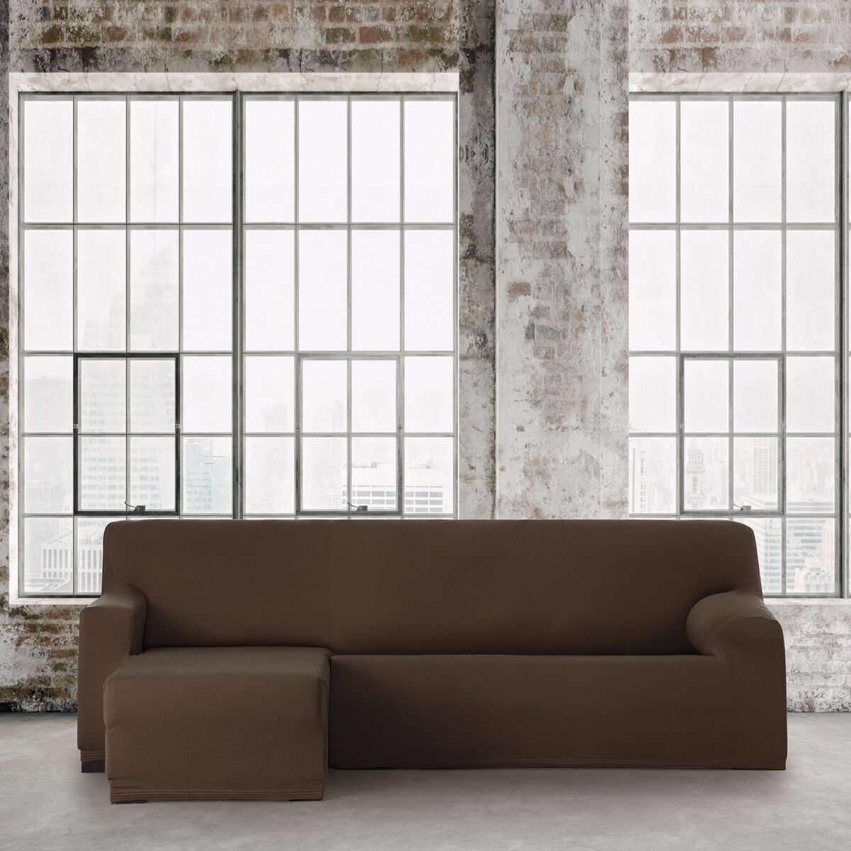 Étui sur chaise longue gauche avec bras court Eysa BRONX Marron 110 x 110 x 310 cm-3