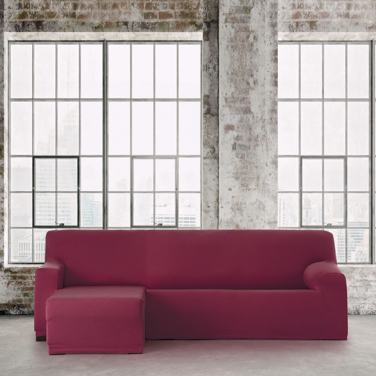 Étui sur chaise longue gauche avec bras court Eysa BRONX Bourgogne 110 x 110 x 310 cm-3