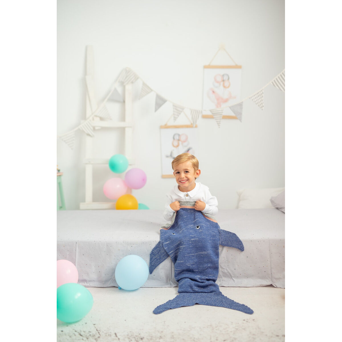 پتو Crochetts پتو کوسه آبی 60 x 90 x 2 سانتی متر-8