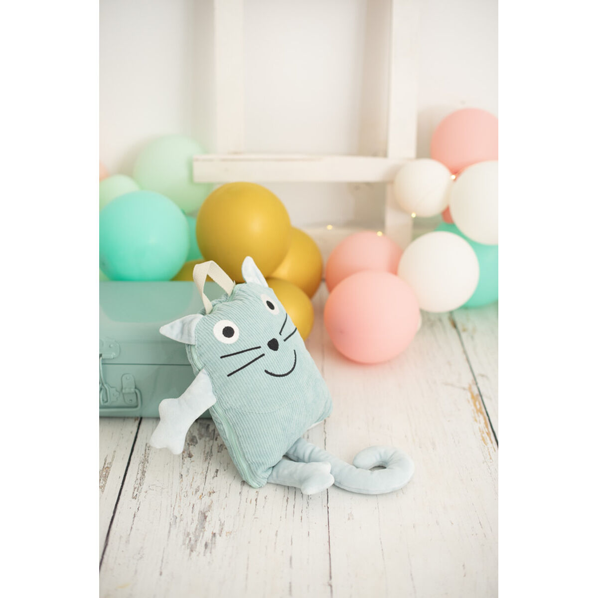 Blanket Crochetts Blanket Green Cat 115 x 115 x 2 cm-2