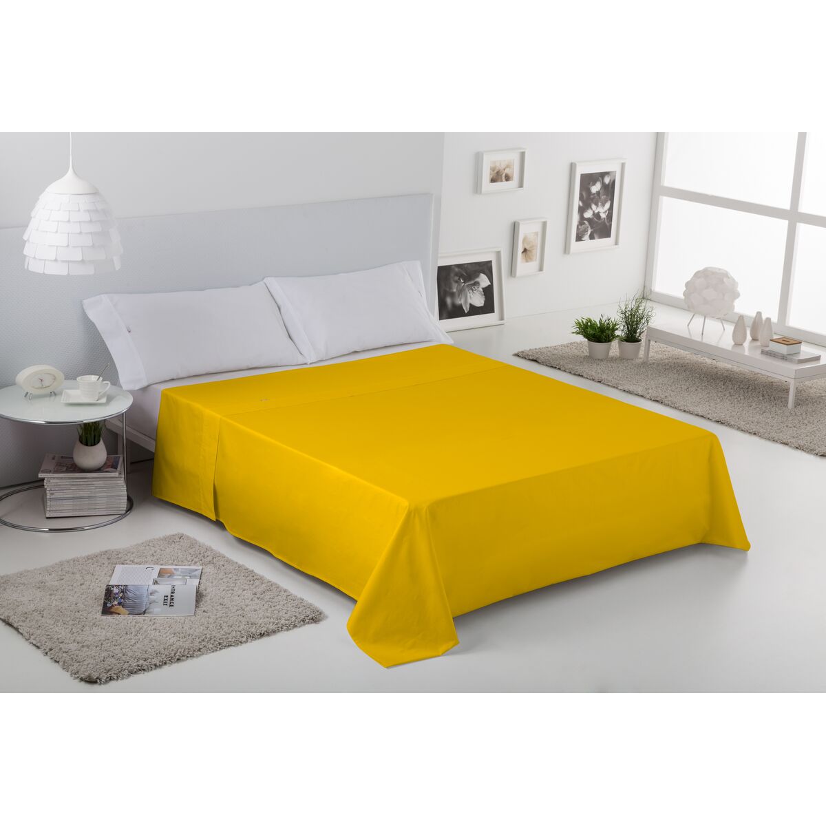Alexandra House Living Top Sheet Mustard 280 x 270 cm-4