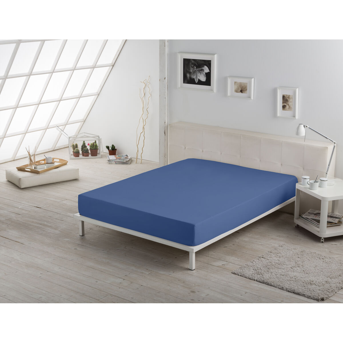 Alexandra House Living Fitted Sheet Blue 90 x 190/200 cm-4