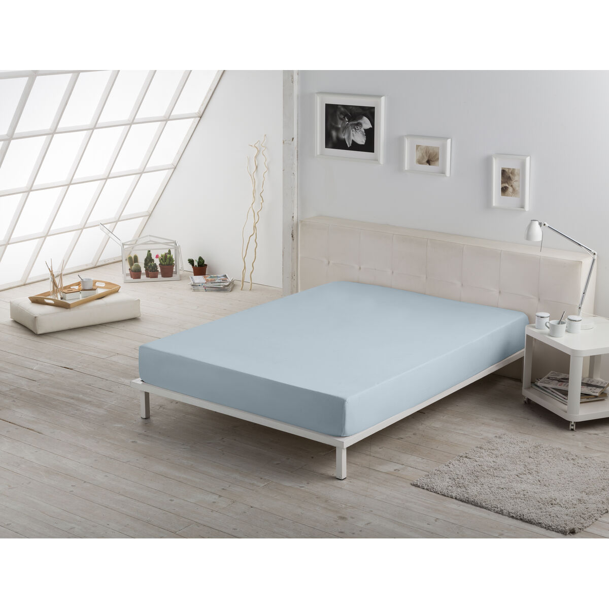 Fitted sheet Alexandra House Living Blue Celeste 150 x 190/200 cm-4