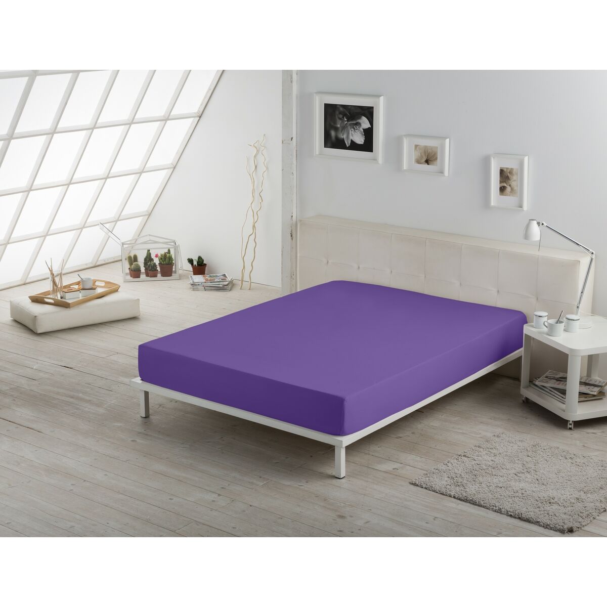 Fitted bottom sheet Alexandra House Living Lilac 160 x 200 cm-6