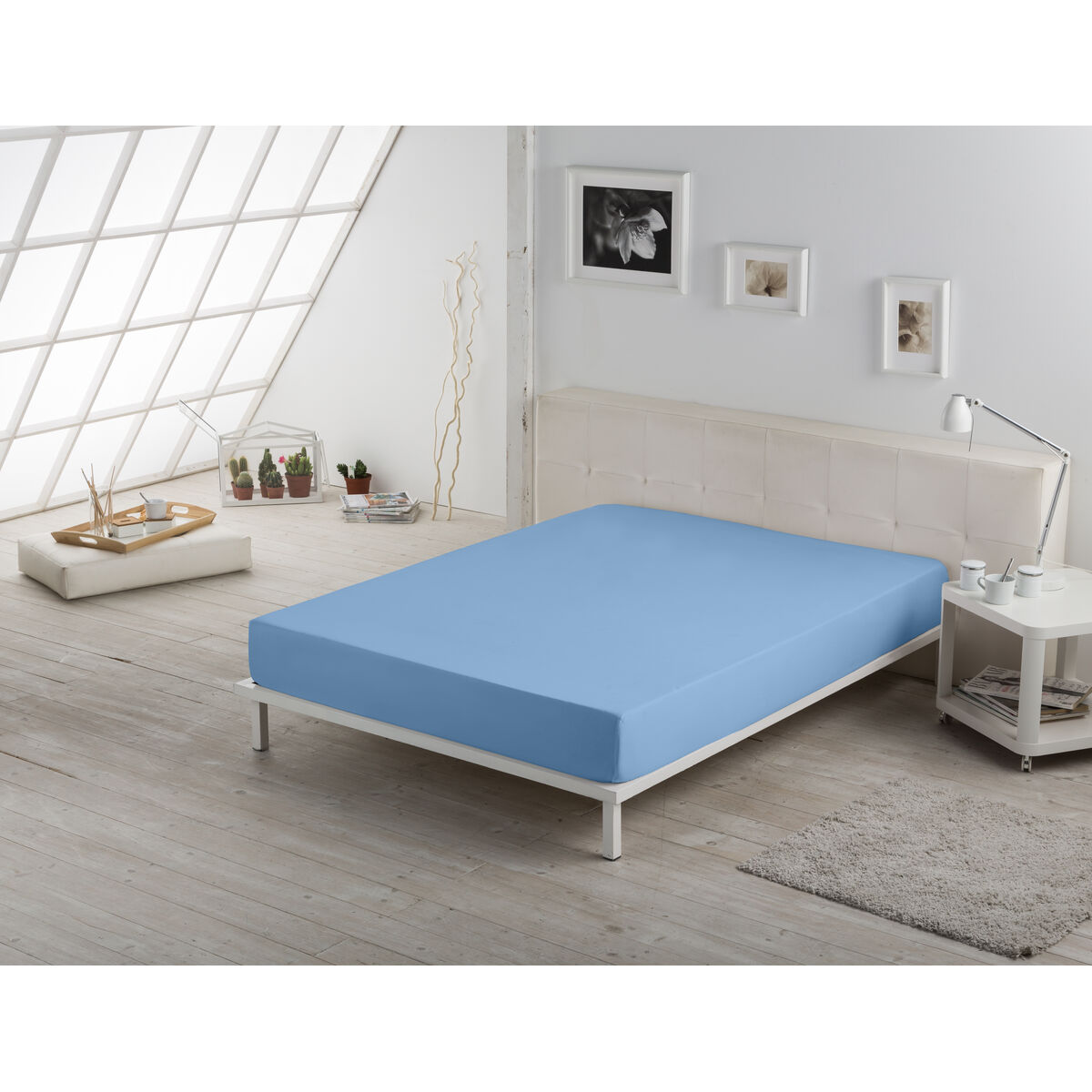Alexandra House Living Fitted Bottom Sheet Blue Clear 160 x 190/200 cm-7