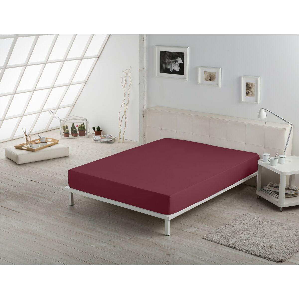 Fitted sheet Alexandra House Living Maroon 160 x 200 cm-4